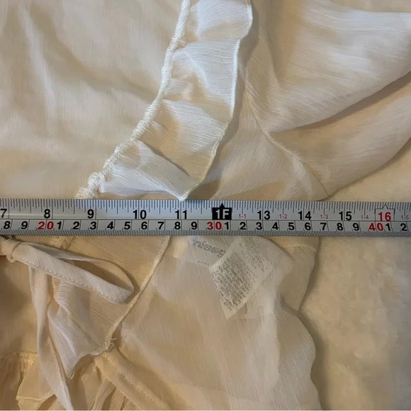 Sheer Chiffon Tie Front Ruffle Top cream XS fairy Coquette Bell Sleeve tie front - Picture 7 of 7